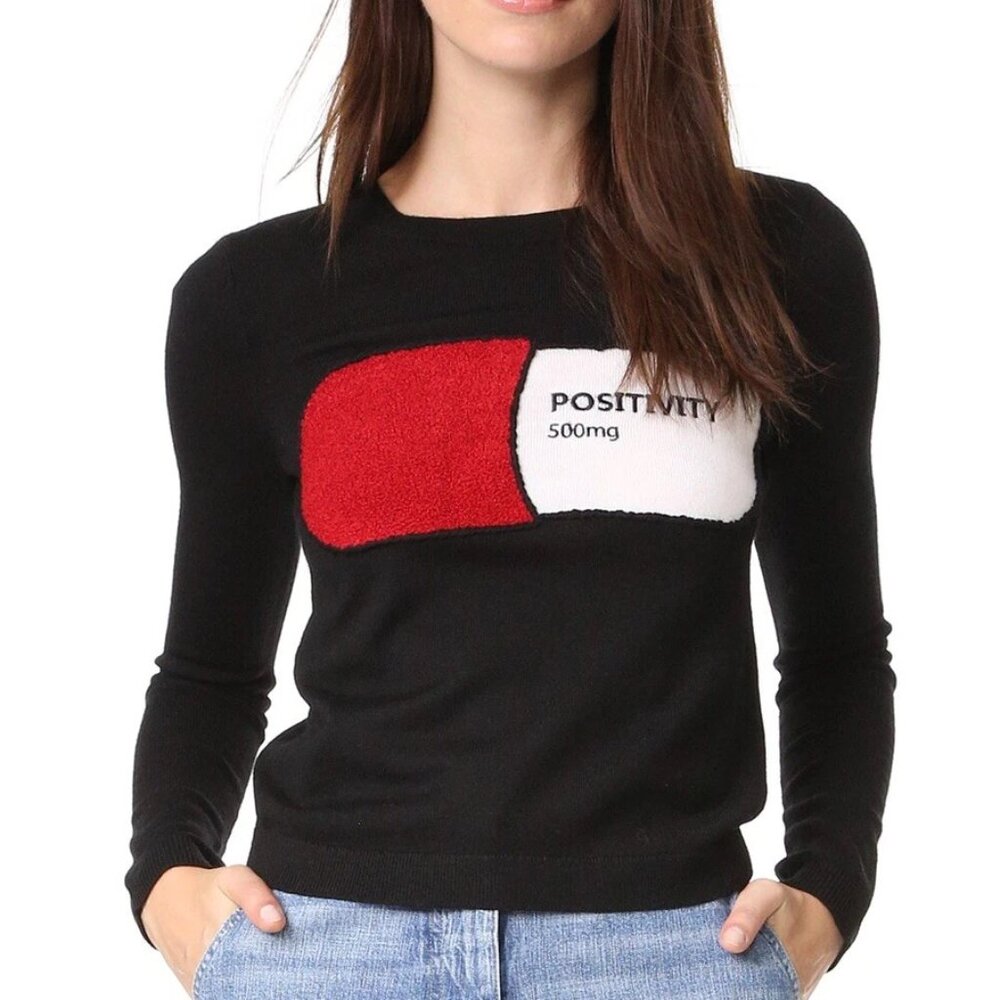 ✨ Alice + Olivia Positivity Prescription Pill Sweater XS NWT Dopamine Dressing - Picture 4 of 14